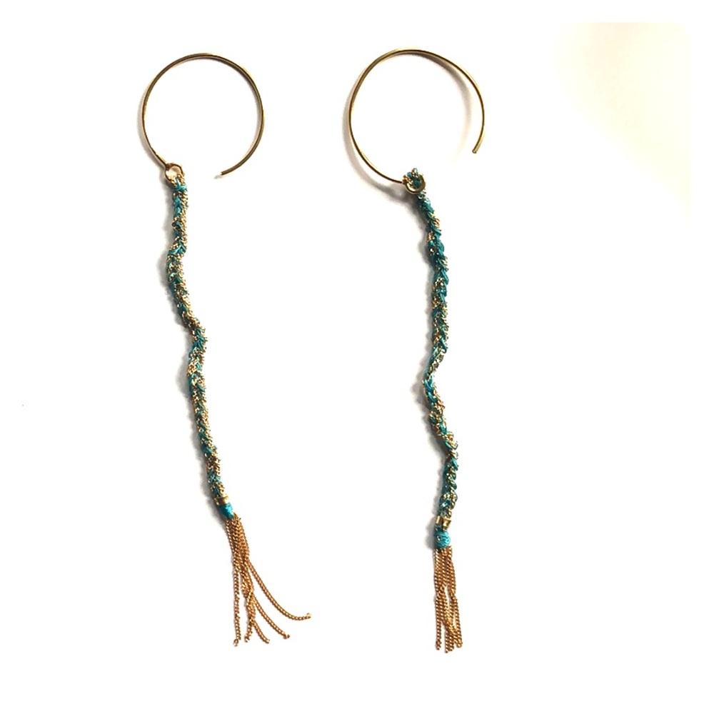 14k gold and silk braided earrings